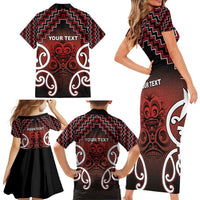 Personalised Aotearoa Mana Motuhake Family Matching Short Sleeve Bodycon Dress and Hawaiian Shirt Poutama With Maori Pattern LT05 - Polynesian Pride