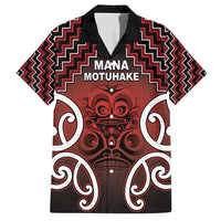 Personalised Aotearoa Mana Motuhake Family Matching Short Sleeve Bodycon Dress and Hawaiian Shirt Poutama With Maori Pattern LT05 Dad's Shirt - Short Sleeve Red - Polynesian Pride