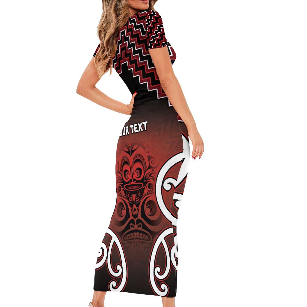 Personalised Aotearoa Mana Motuhake Family Matching Short Sleeve Bodycon Dress and Hawaiian Shirt Poutama With Maori Pattern LT05 - Polynesian Pride