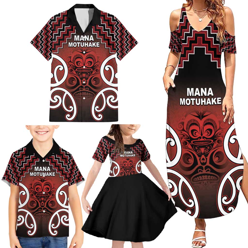 Personalised Aotearoa Mana Motuhake Family Matching Summer Maxi Dress and Hawaiian Shirt Poutama With Maori Pattern LT05 - Polynesian Pride