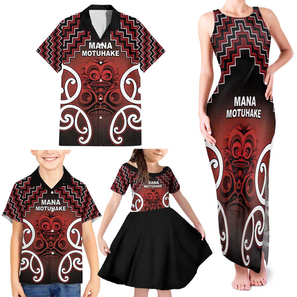 Personalised Aotearoa Mana Motuhake Family Matching Tank Maxi Dress and Hawaiian Shirt Poutama With Maori Pattern LT05 - Polynesian Pride