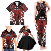 Personalised Aotearoa Mana Motuhake Family Matching Tank Maxi Dress and Hawaiian Shirt Poutama With Maori Pattern LT05 - Polynesian Pride