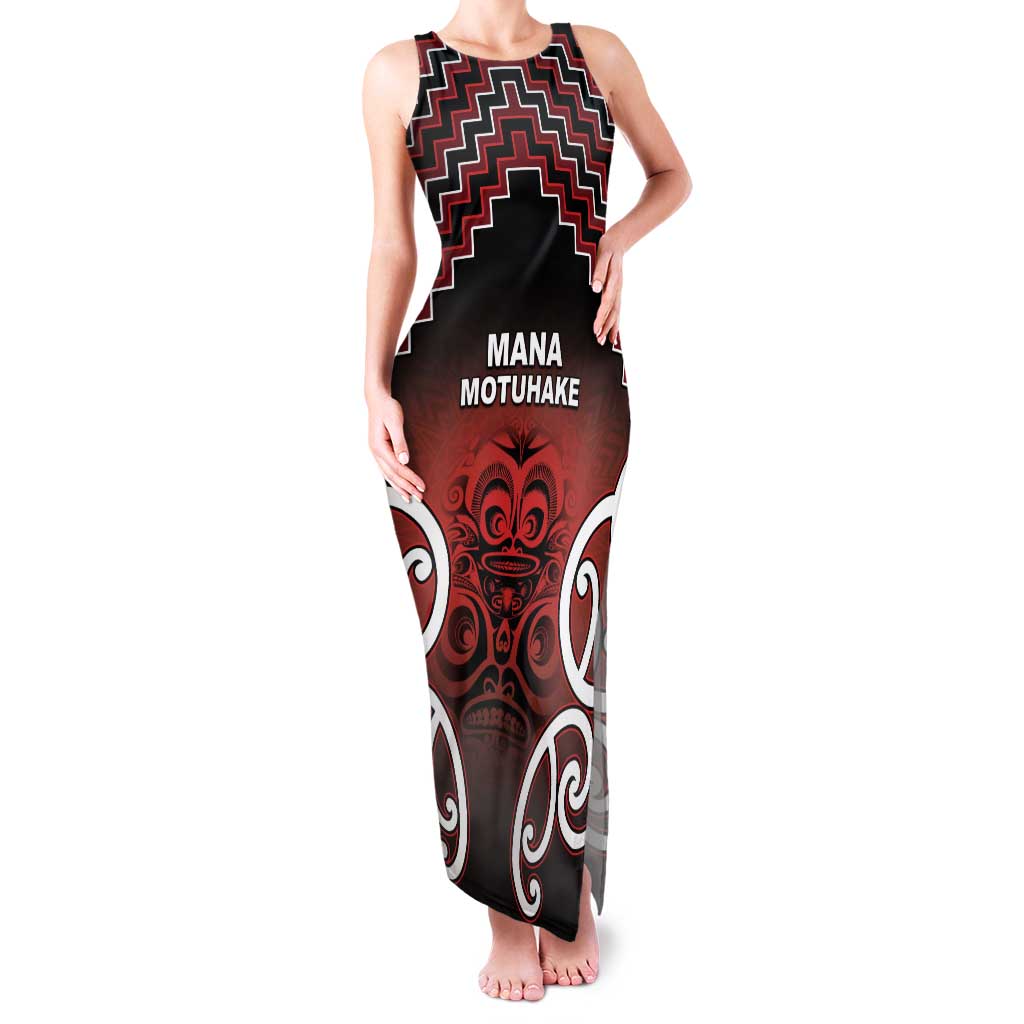 Personalised Aotearoa Mana Motuhake Family Matching Tank Maxi Dress and Hawaiian Shirt Poutama With Maori Pattern LT05 Mom's Dress Red - Polynesian Pride