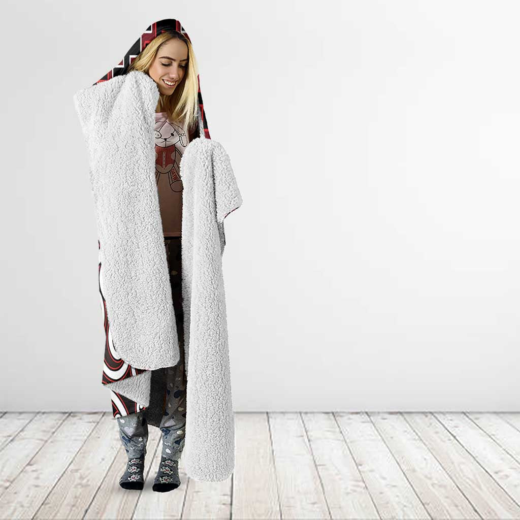 Aotearoa Mana Motuhake Hooded Blanket Poutama With Maori Pattern - Polynesian Pride