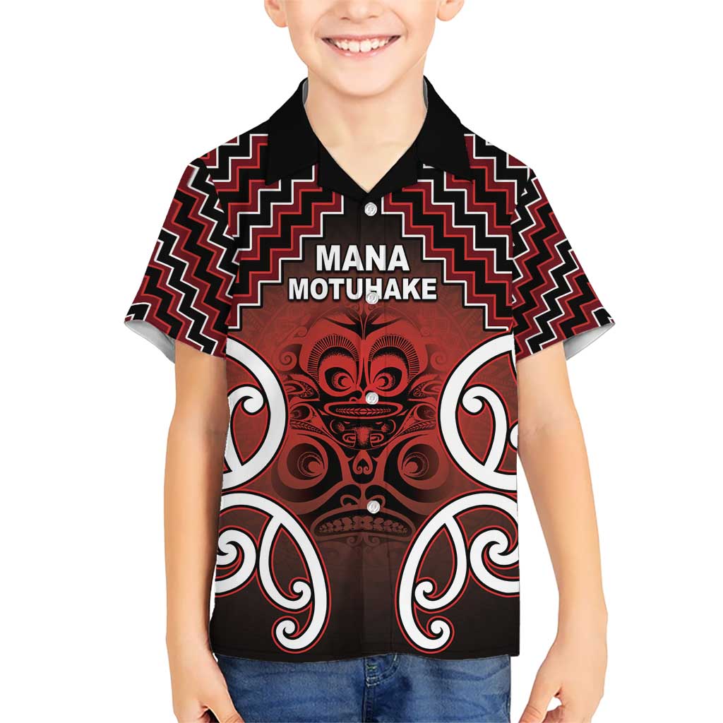 Personalised Aotearoa Mana Motuhake Kid Hawaiian Shirt Poutama With Maori Pattern LT05 Kid Red - Polynesian Pride