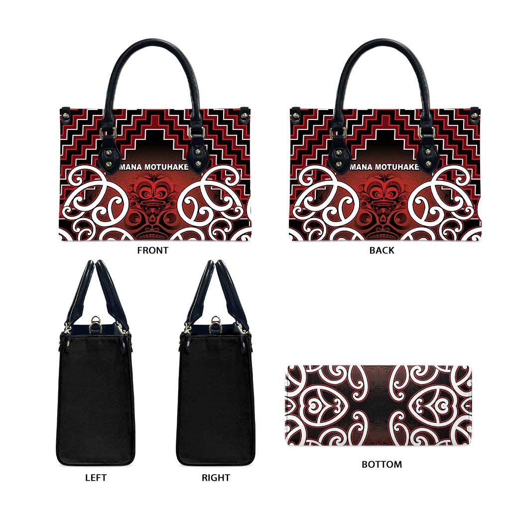 Aotearoa Mana Motuhake Leather Bag Poutama With Maori Pattern - Polynesian Pride