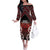 Personalised Aotearoa Mana Motuhake Off The Shoulder Long Sleeve Dress Poutama With Maori Pattern - Polynesian Pride