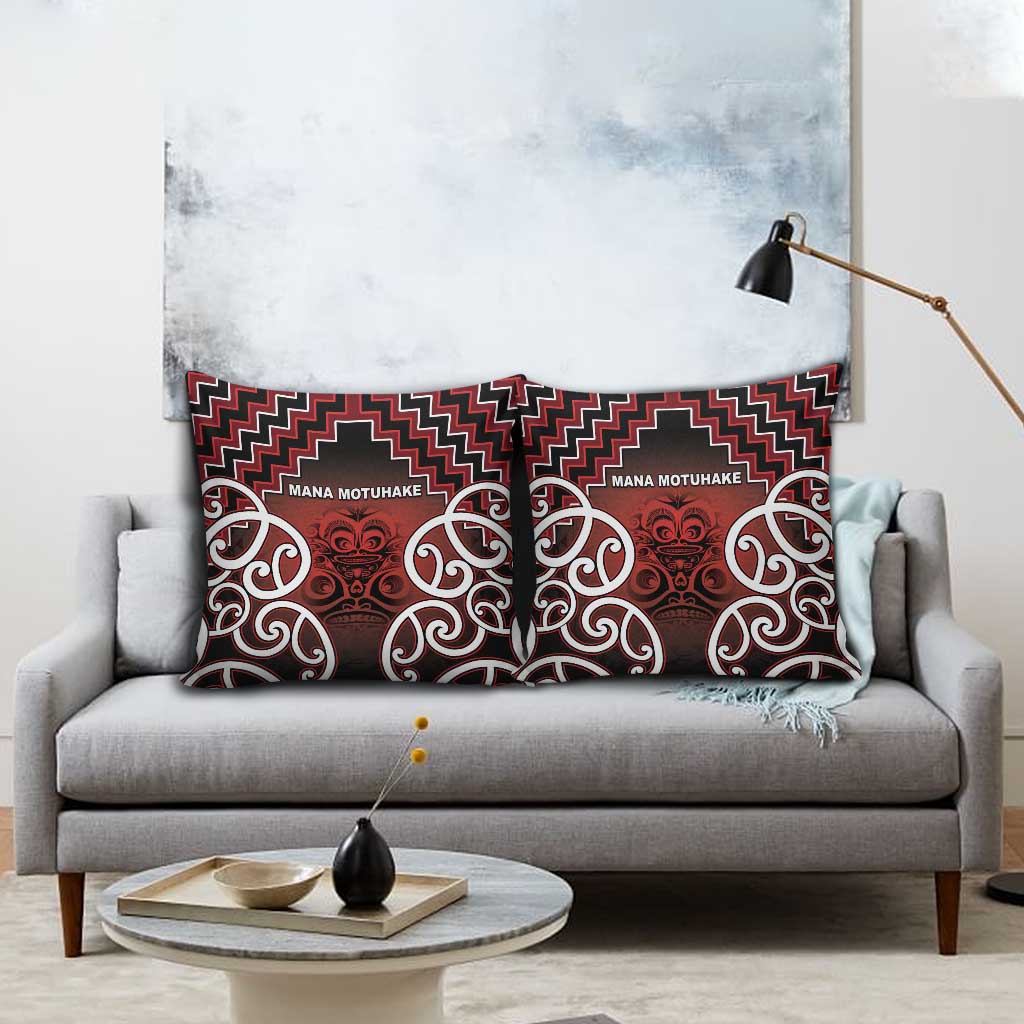 Aotearoa Mana Motuhake Pillow Cover Poutama With Maori Pattern - Polynesian Pride