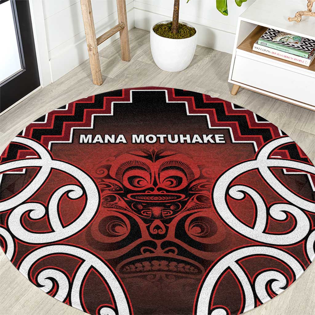 Aotearoa Mana Motuhake Round Carpet Poutama With Maori Pattern - Polynesian Pride