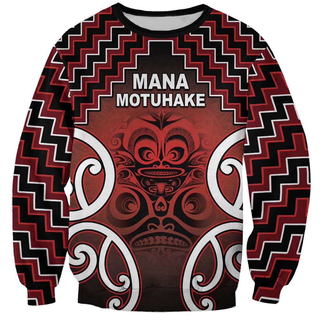 Personalised Aotearoa Mana Motuhake Sweatshirt Poutama With Maori Pattern LT05 Unisex Red - Polynesian Pride