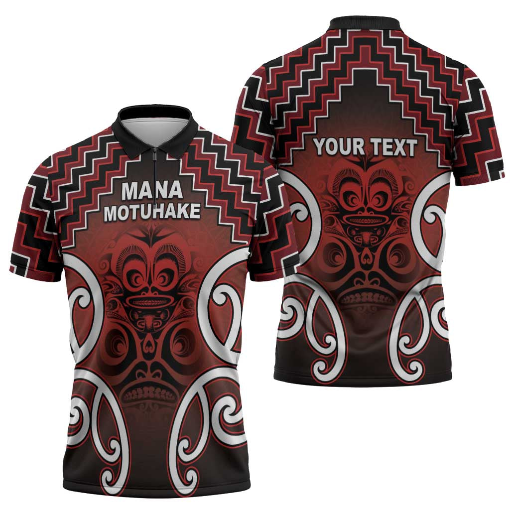 Personalised Aotearoa Mana Motuhake Zipper Polo Shirt Poutama With Maori Pattern - Polynesian Pride