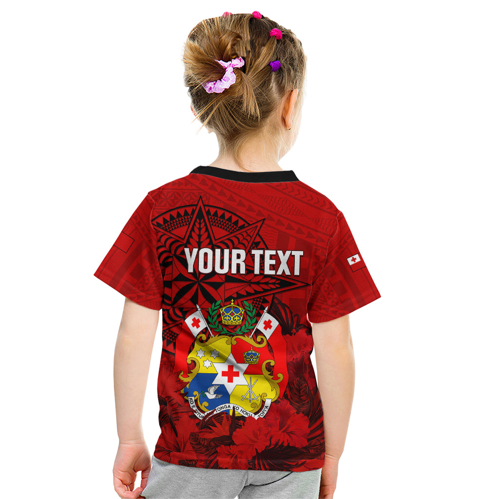 Personalized Tonga King Tupou I Day Kid T Shirt Tropical Flowers With Ngatu Pattern LT05 - Polynesian Pride