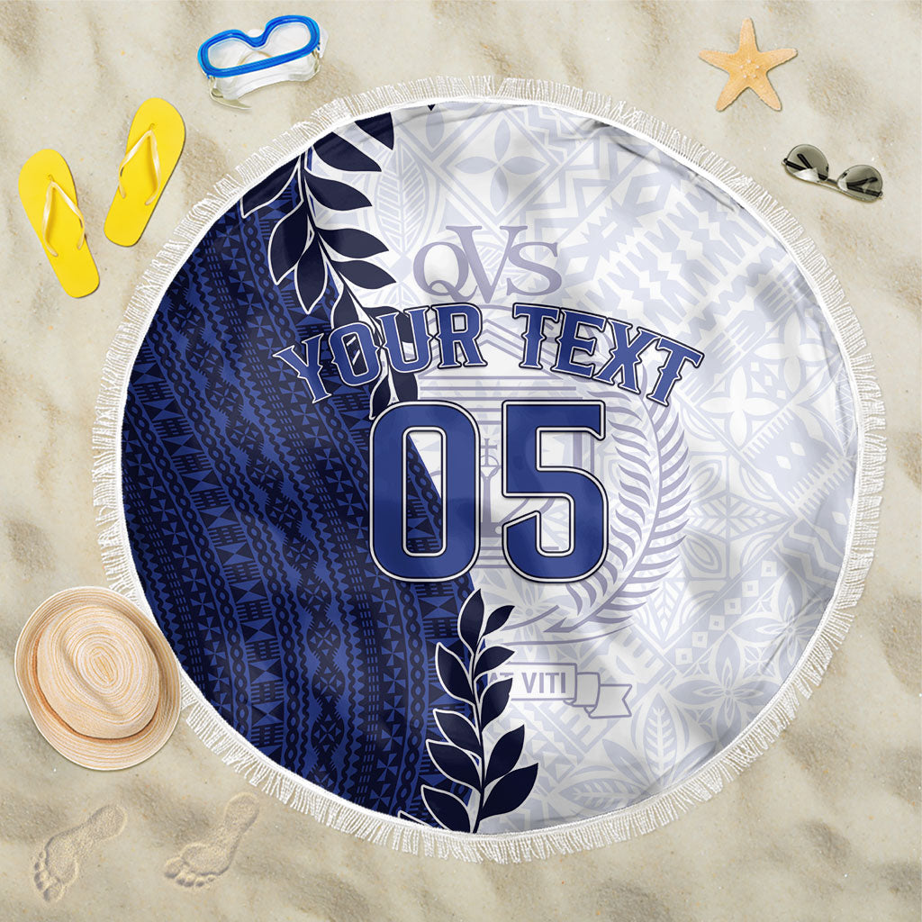 Custom Fiji Queen Victoria School Beach Blanket 120 Years Anniversary LT05 One Size 150cm White - Polynesian Pride