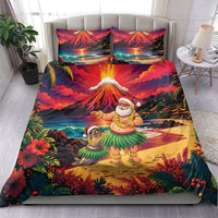 Hawaii Volcano Christmas Bedding Set Hula Santa And Monk Seal LT05 - Polynesian Pride