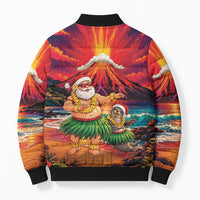 Hawaii Volcano Christmas Bomber Puffer Jacket Hula Santa And Monk Seal LT05 - Polynesian Pride