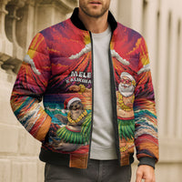 Hawaii Volcano Christmas Bomber Puffer Jacket Hula Santa And Monk Seal LT05 - Polynesian Pride