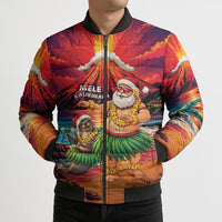 Hawaii Volcano Christmas Bomber Puffer Jacket Hula Santa And Monk Seal LT05 - Polynesian Pride