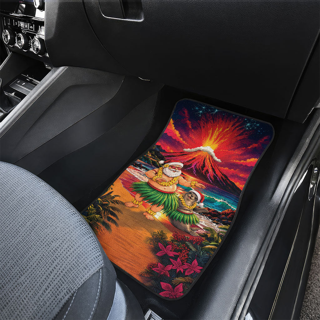 Hawaii Volcano Christmas Car Mats Hula Santa And Monk Seal LT05 - Polynesian Pride