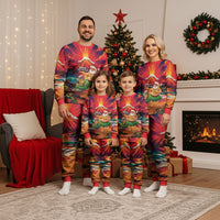 Hawaii Volcano Christmas Pajama Set Hula Santa And Monk Seal LT05 - Polynesian Pride