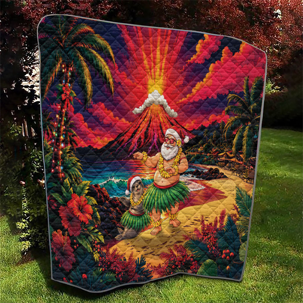 Hawaii Volcano Christmas Quilt Hula Santa And Monk Seal LT05 - Polynesian Pride