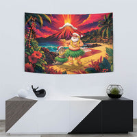 Hawaii Volcano Christmas Tapestry Hula Santa And Monk Seal LT05 - Polynesian Pride