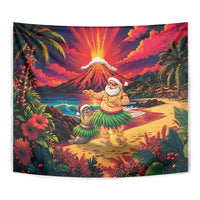 Hawaii Volcano Christmas Tapestry Hula Santa And Monk Seal LT05 - Polynesian Pride