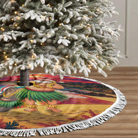 Hawaii Volcano Christmas Tree Skirt Hula Santa And Monk Seal LT05 - Polynesian Pride