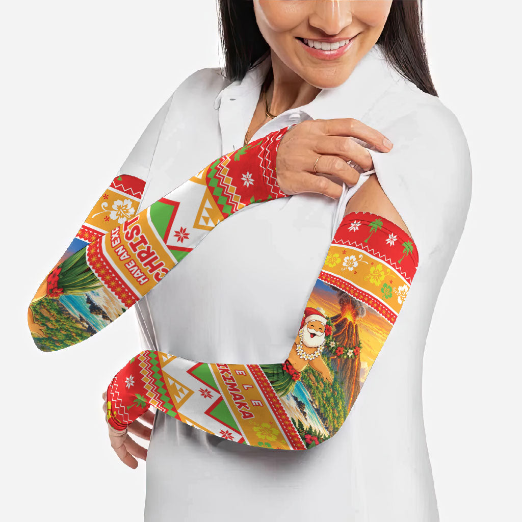 Hawaii Volcano Christmas Arm Sleeves Have An Explosive Christmas LT05 - Polynesian Pride