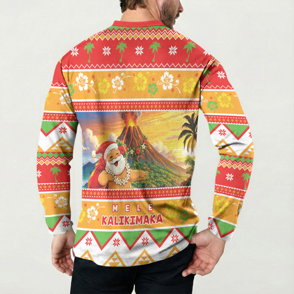 Hawaii Volcano Christmas Button Sweatshirt Have An Explosive Christmas LT05 - Polynesian Pride