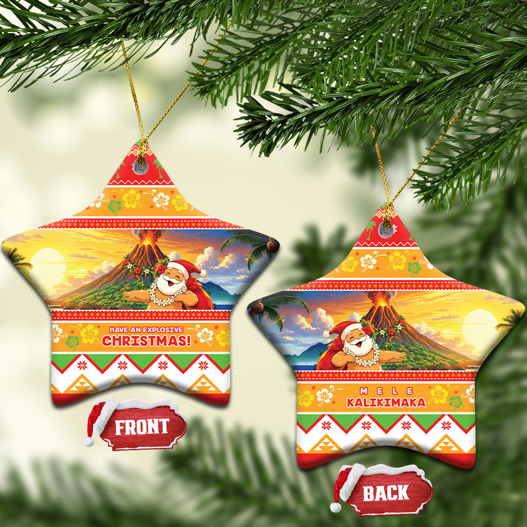 Hawaii Volcano Christmas Ceramic Ornament Have An Explosive Christmas LT05 Star Red - Polynesian Pride