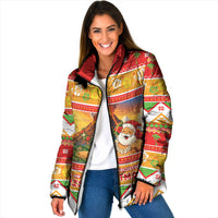Hawaii Volcano Christmas Padded Jacket Have An Explosive Christmas LT05 Women Red - Polynesian Pride