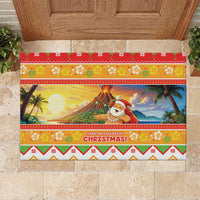 Hawaii Volcano Christmas Rubber Doormat Have An Explosive Christmas LT05 Red - Polynesian Pride