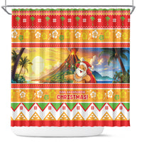 Hawaii Volcano Christmas Shower Curtain Have An Explosive Christmas LT05 Red - Polynesian Pride