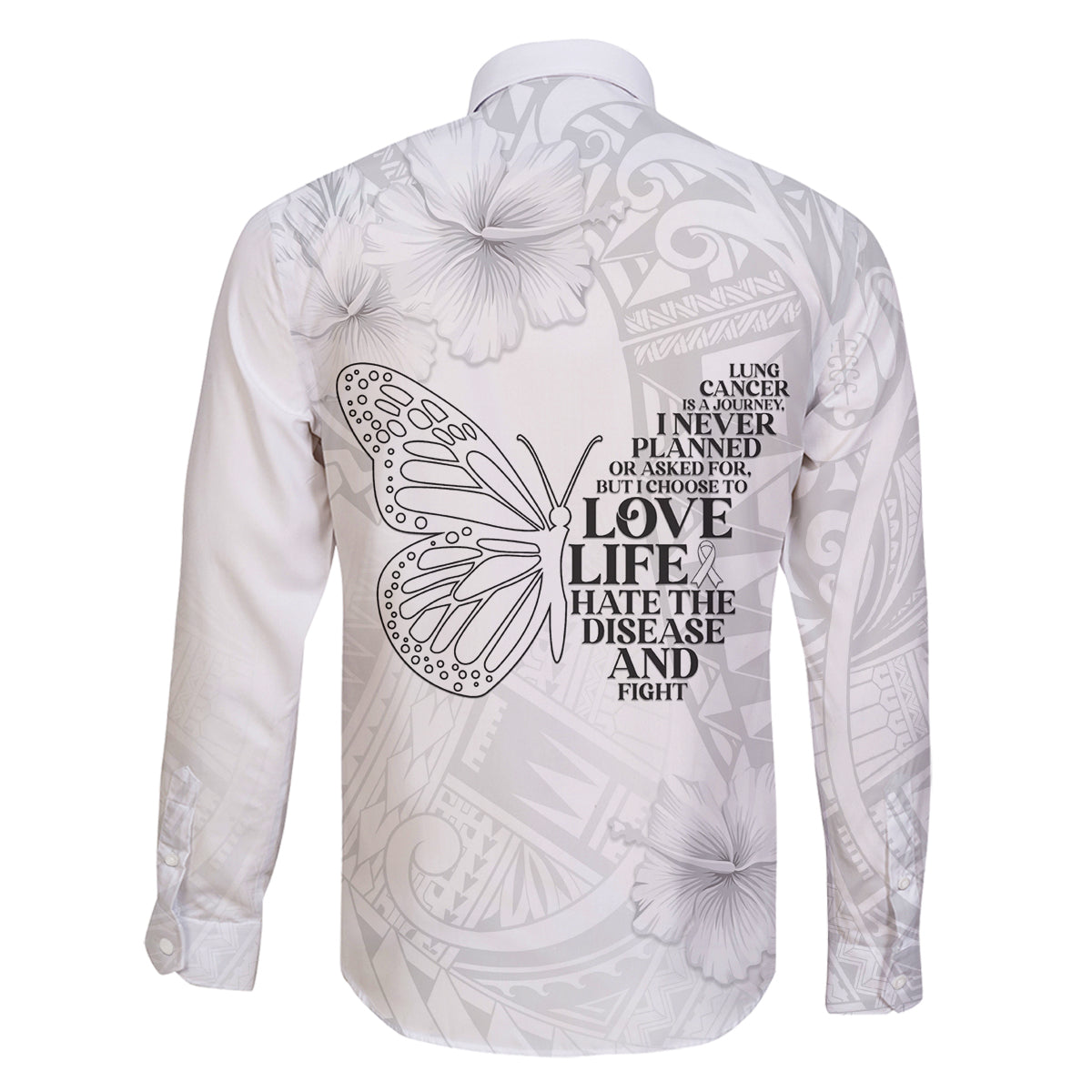 Lung Cancer Awareness Family Matching Long Sleeve Bodycon Dress and Hawaiian Shirt Never Give Up Polynesian Style LT05 - Polynesian Pride