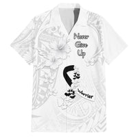 Lung Cancer Awareness Family Matching Off Shoulder Maxi Dress and Hawaiian Shirt Never Give Up Polynesian Style LT05 Dad's Shirt - Short Sleeve White - Polynesian Pride