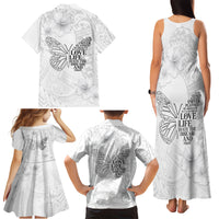 Lung Cancer Awareness Family Matching Tank Maxi Dress and Hawaiian Shirt Never Give Up Polynesian Style LT05 - Polynesian Pride