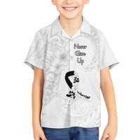 Lung Cancer Awareness Kid Hawaiian Shirt Never Give Up Polynesian Style LT05 Kid White - Polynesian Pride