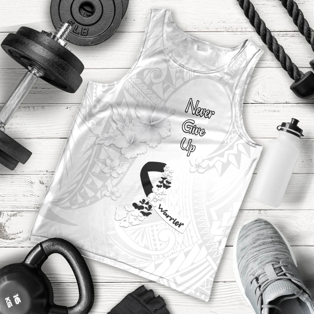 Lung Cancer Awareness Men Tank Top Never Give Up Polynesian Style LT05 - Polynesian Pride