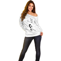 Lung Cancer Awareness Off Shoulder Sweater Never Give Up Polynesian Style LT05 - Polynesian Pride
