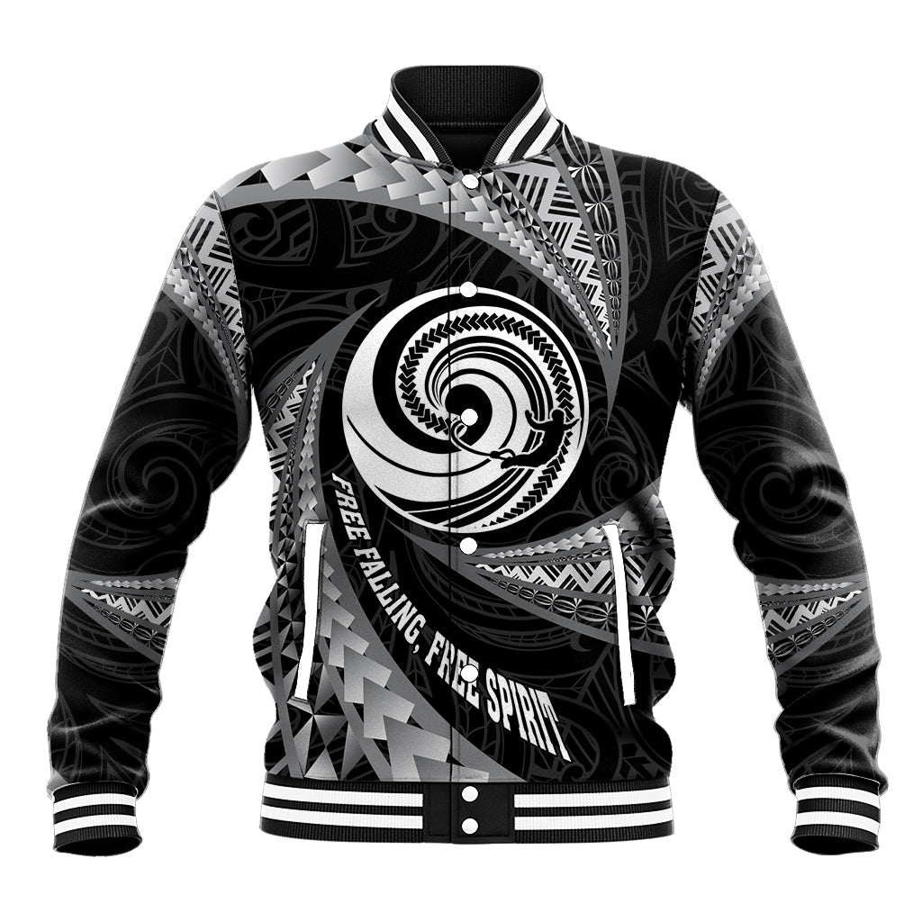 Personalised New Zealand Bungy Jumping Baseball Jacket Maori Pattern LT05 Unisex Black - Polynesian Pride