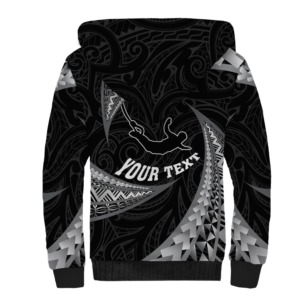 Personalised New Zealand Bungy Jumping Sherpa Hoodie Maori Pattern LT05 - Polynesian Pride