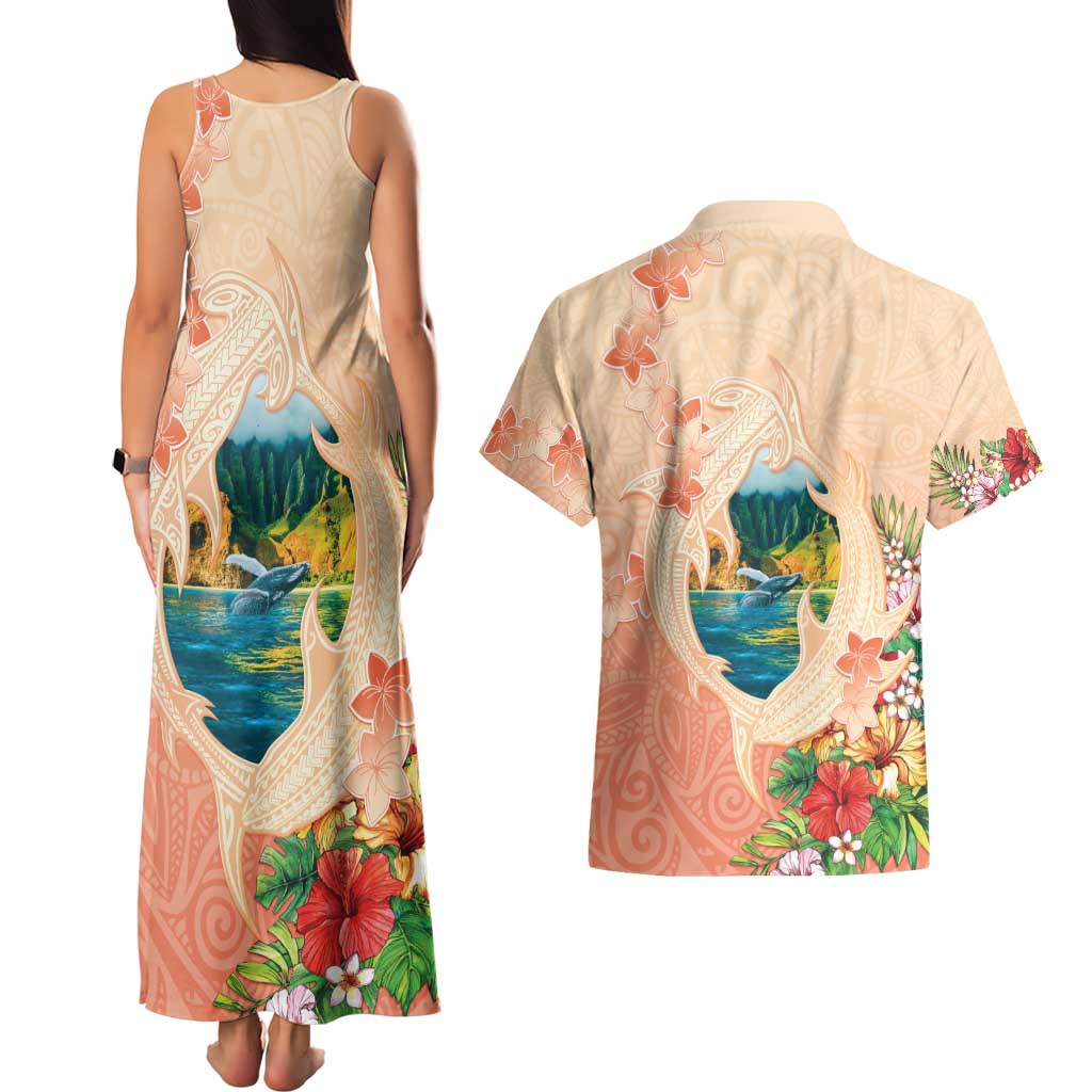 Hawaii Kauai Na Pali Coast Landscape Couples Matching Tank Maxi Dress and Hawaiian Shirt LT05 - Polynesian Pride