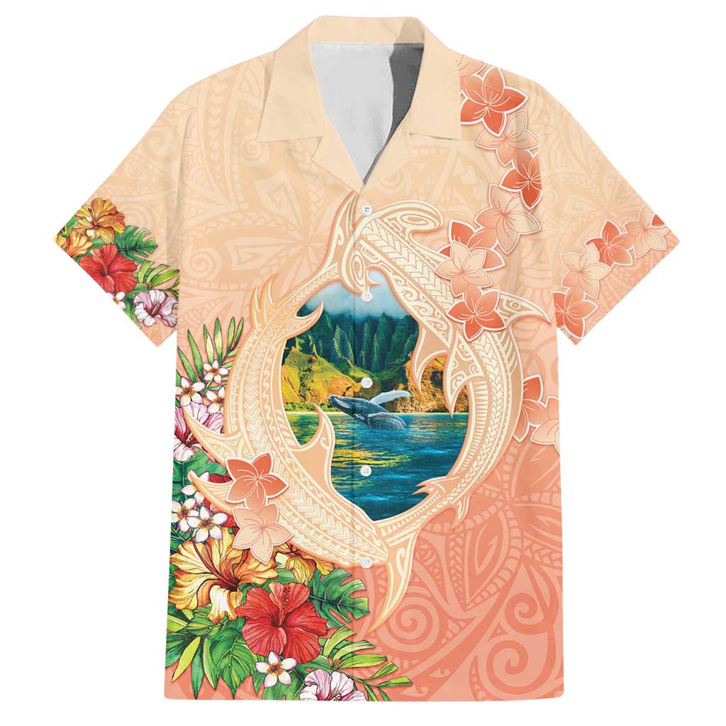 Hawaii Kauai Na Pali Coast Landscape Family Matching Long Sleeve Bodycon Dress and Hawaiian Shirt LT05 Dad's Shirt - Short Sleeve Peach - Polynesian Pride