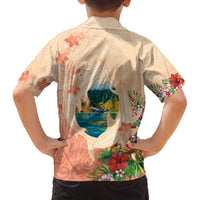 Hawaii Kauai Na Pali Coast Landscape Family Matching Off The Shoulder Long Sleeve Dress and Hawaiian Shirt LT05 - Polynesian Pride