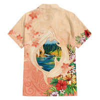 Hawaii Kauai Na Pali Coast Landscape Family Matching Off The Shoulder Long Sleeve Dress and Hawaiian Shirt LT05 - Polynesian Pride