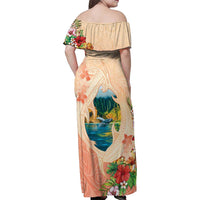 Hawaii Kauai Na Pali Coast Landscape Family Matching Off Shoulder Maxi Dress and Hawaiian Shirt LT05 - Polynesian Pride