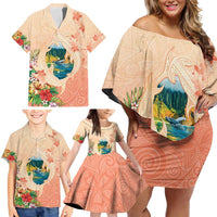 Hawaii Kauai Na Pali Coast Landscape Family Matching Off Shoulder Short Dress and Hawaiian Shirt LT05 - Polynesian Pride