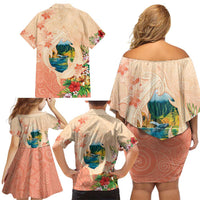 Hawaii Kauai Na Pali Coast Landscape Family Matching Off Shoulder Short Dress and Hawaiian Shirt LT05 - Polynesian Pride