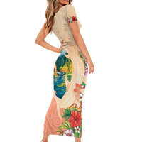 Hawaii Kauai Na Pali Coast Landscape Family Matching Short Sleeve Bodycon Dress and Hawaiian Shirt LT05 - Polynesian Pride