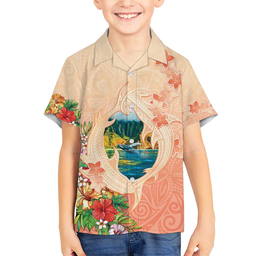 Hawaii Kauai Na Pali Coast Landscape Family Matching Short Sleeve Bodycon Dress and Hawaiian Shirt LT05 Son's Shirt Peach - Polynesian Pride